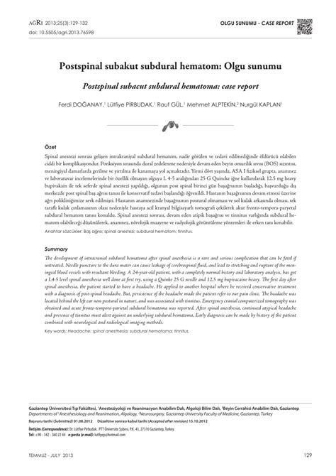 Postspinal subacut subdural hematoma: case report. 