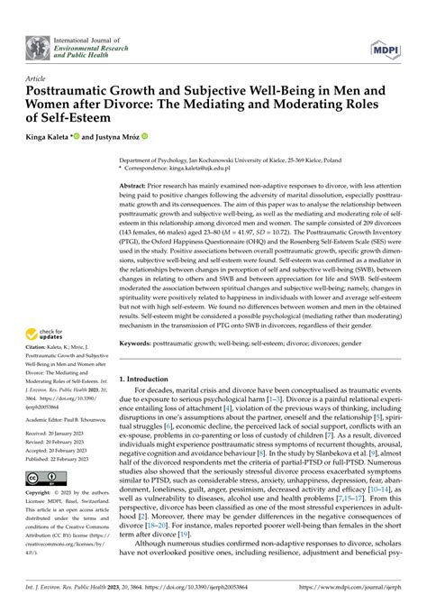 Posttraumatic Growth and Subjective Well-Being in Men and