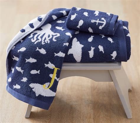 Pottery Barn Kids Hand Towels TWO Fish Ocean Nautical PBK eBay