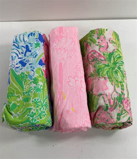 Pottery Barn Kids Lilly Pulitzer Muslin Swaddle Set of 3 Cha Cha