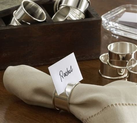 Pottery Barn Set of 12 Silver plated Napkin Ring placecard holder ...