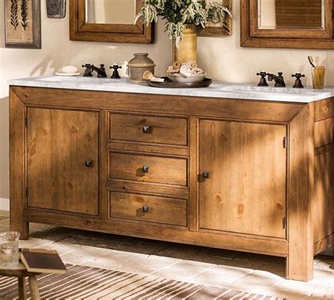 Pottery barn bathroom vanities. It has a strength and simplicity we love in a farmhouse-inspired bath. 