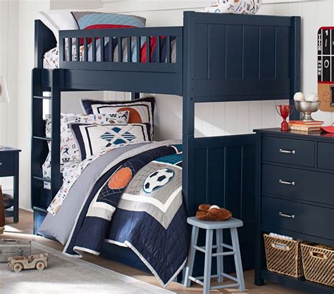 Pottery barn bunkbed. Low loft beds. Offering a stripped-down look compared to our standard loft beds, these styles provide essential sleep space and storage even if your room doesn't have the height for a taller design. Made with a bunk bed on top and a roll-out desk, storage drawers and cabinets below, our low loft beds save tons of space in smaller rooms. 