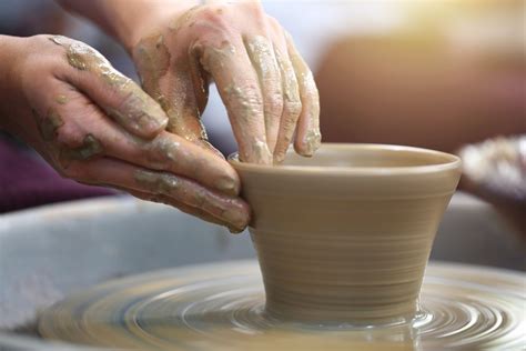 Pottery throwing. Choose the right clay. Center your clay on the wheel. Pull up the walls of your pot. Shape the walls and finish the rim of your pot. Cut your pot free from the pottery wheel. Throw a bowl. Throw a vase. Throw a plate and trim a foot into the bottom of it on the pottery wheel. 