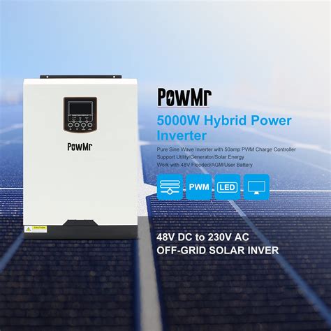 PowMr 5000W Solar Hybrid Inverter 48V DC to 220V/230V AC …