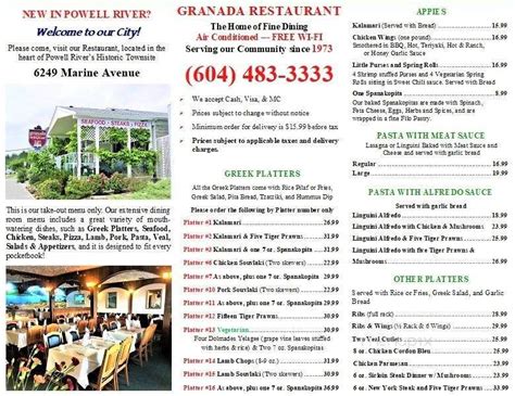 Powell River Restaurant Guide - Menupix