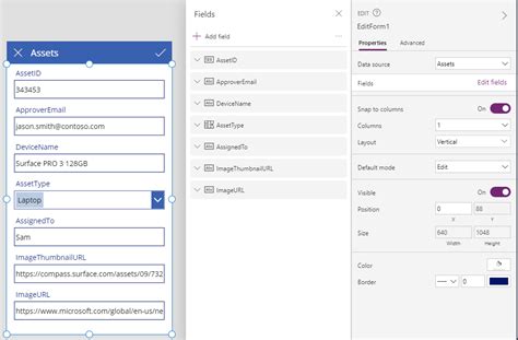 Power Apps Forms and Data Cards in the Detail Screen