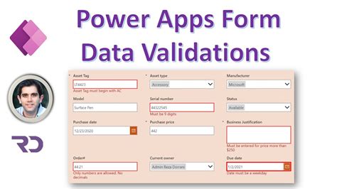 Power Apps form data validation tutorial YouTube