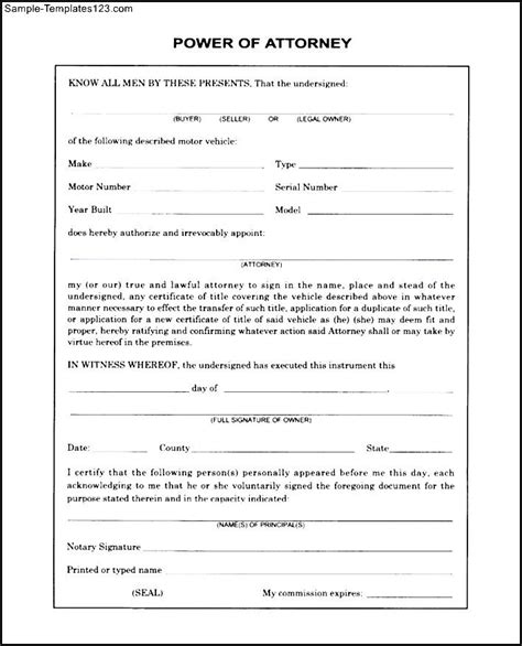 Power Attorney Form Free Download Pdf