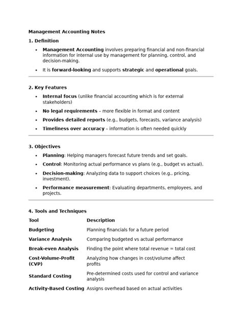 Power Notes For Management Accounting