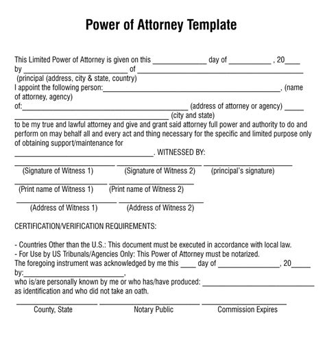 Power Of Attorney Free Printable For