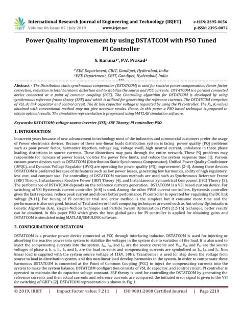 Power Quality Improvement using DSTATCOM - IRJET …