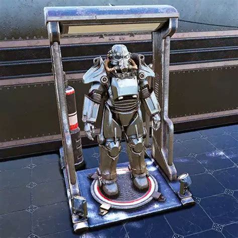Power armor display fallout 76. Build a glass topped display. Next to it place a foundation and adjust it's height so the top of the display would be just poking above floor level. Now destroy the foundation and move the display to where foundation was. Now restore the foundation. Then display PA. If done ryt you don't really notice the glass top. asskickinchickin. 