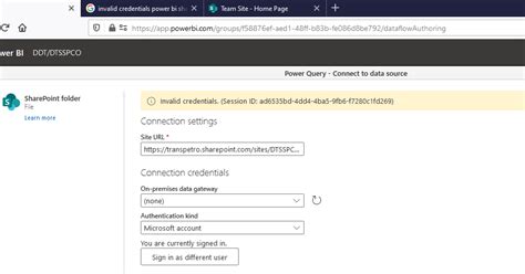 Power bi sharepoint credentials invalid.  copy this code to PAD to see a custom exampl...