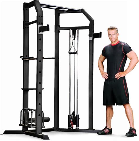 Power cage home gym. GYM MASTER Heavy Duty Half Power Cage Weight Lifting Squat Rack & Dip Station Tower. Gym Master Heavy Duty Half Power Cage Squat Rack With 20 x 5cm Increments at The Front and 26 at The Rear. Excellent Piece Of Equipment for Bench Press Exercises & Squats, Ensuring Full Safety When … 