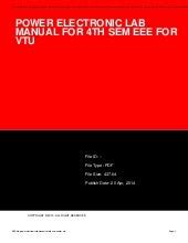 Power electronic lab manual for 4th sem eee vtu. - Yanmar excavator operator manual vio 75.