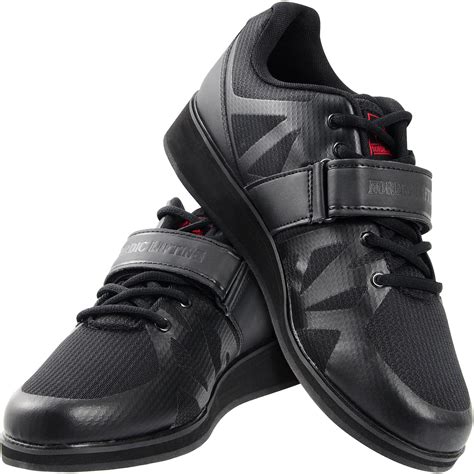 Power lifting shoes. Its raised heel adds critical stability for better explosiveness on the platform; the lockdown hook-and-loop straps ensure a secure foot wrap; and the rubber outsole creates better traction and durability. Available here in Core Black / Pure Gray 5 / Pewter. See more design options in the order menu. Heel-Toe Measurement (Inch) 9.5". 9.7". 9.8". 