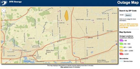 DTE Energy updates a map of power outages in its service area every half hour on the 15 and 45. Look at this map for power outage details for Ann Arbor, Ypsilanti, and the rest of the DTE service area. When there is a severe storm, the outage center gives a total number of customers without power and the number of customers who have been restored.. 