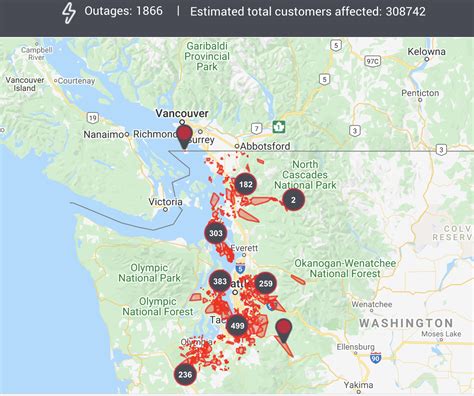 Power outage in everett wa. Customers Tracked: 341,109 Customers Out: 3 Last Updated: 2024-05-09 12:00:45 AM 