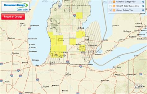Power Outage in Montague, Michigan (MI). Outage Reports by Zip Codes. Most Recent Report Date: Apr 12, 2024. ... View Outage Map. Outage Map. Great Lakes Energy. Report an Outage (888) 485-2537 Report Online. View Outage Map. Outage Map. News. Power outage affects area around Memorial Stadium Open Navigation Close Navigation.
