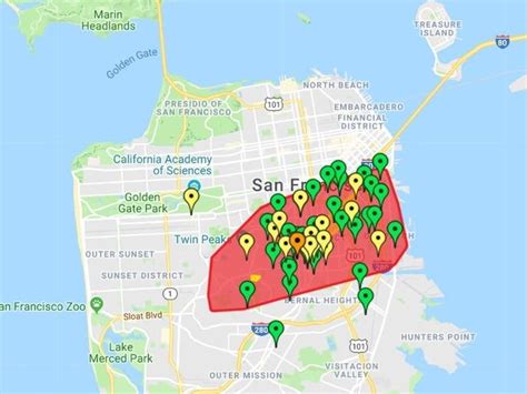 The latest reports from users having issues in San Francisco come from postal codes 94142, 94134, 94132, 94114, 94112, 94110, 94109 and 94102. The Pacific Gas and Electric Company is an American investor-owned utility with publicly traded stock that is headquartered in the Pacific Gas & Electric Building in San Francisco.. 