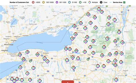 Open Map. Our interactive map is updated every 5 minutes and provides regional power restoration information. You may also choose the outages by county option to see a list of estimated time of restorations, or ETRs, in your county. If you click on the arrow to the left of your county's name, you will see ETRs for the towns and villages within that county.. 