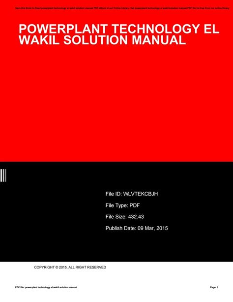 Power plant technology wakil solution manual. - Krone 40gpw 4 14 teile handbuch.