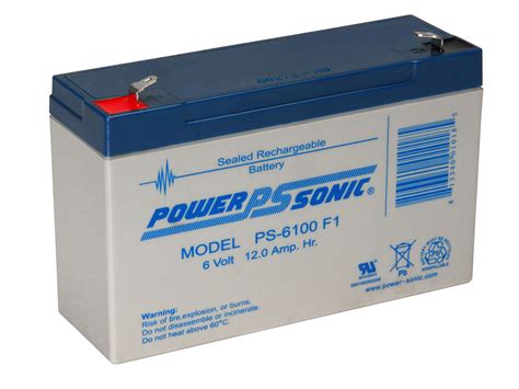 Power-Sonic PS-6100 F2 Rechargeable SLA Battery 6v 12Ah