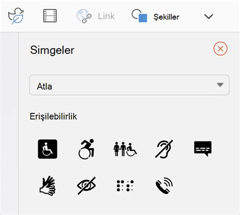 PowerPoint: Simge > Simgeleri > ekleme.