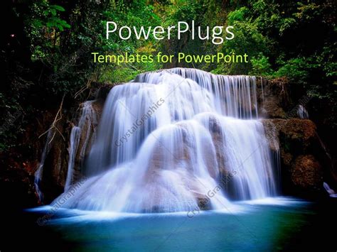 PowerPoint Template a beautiful waterfall with greenery in the