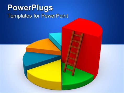 PowerPoint Template a pie chart with a brown ladder on a part of it