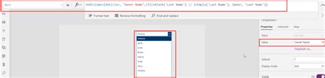 Powerapps dropdown display text.  The dropdown is populating with the right items,...