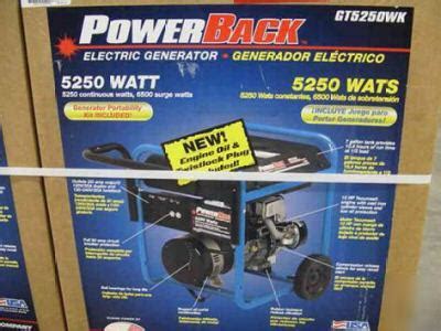 Powerback 5250 Watt Generator Manual