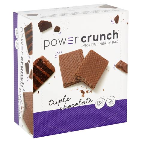 Powercrunch. 4.6 (452) In stock. BNRG Power Crunch Protein Energy Bar PRO Triple Chocolate 12 Bars 2.0 oz (58 g) Each. High Protein Crème Filled Wafer Bar 13 Grams Protein 4 Grams Sugar Proto Whey for Maximum Protein Absorption This box contains 12individually wrapped. Power Crunch Protein Energy Bar, Triple Chocolate, 12 Bars, 1.4 oz (40 g) Each. 