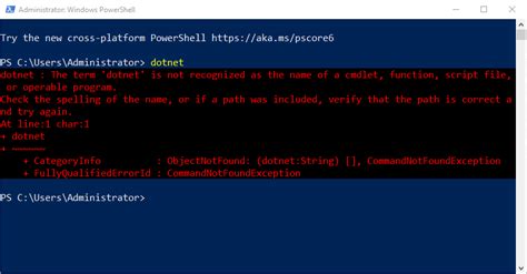 Powershell dotnet not recognized.  Already had C# extension installed. NET SDK (...