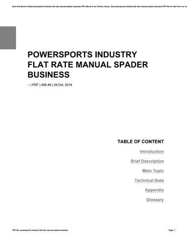 Powersports industry flat rate manual spader business. - Pennylvania appraiser study guide for auto.