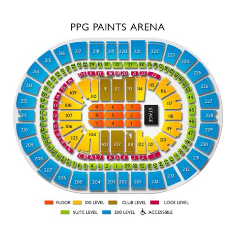 After floor seats, the most sought-after basketball tickets at PPG Paints Arena are those located along the sidelines in Sections 101-103 and 111-113. These seats offer some of the best unobstructed views of the entire court and won't have you craning your neck - like the adjacent corner sections.. 