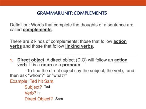 Ppt Grammar Unit Complements Powerpoint Presentation Free Download Id