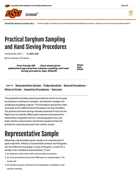 Practical Corn Sampling and Hand Sieving Procedures