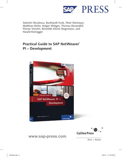 Practical guide to sap netweaver pi development. - Fiat 127 1981 repair service manual.