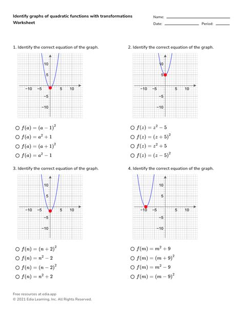 Practice 10 2 Quadratic Functions