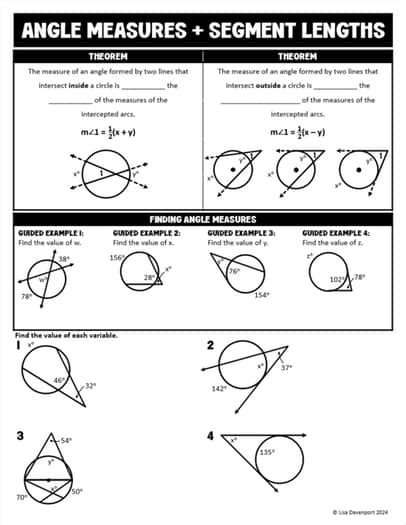 Practice Geometry Angle Measures And Segment Lengths
