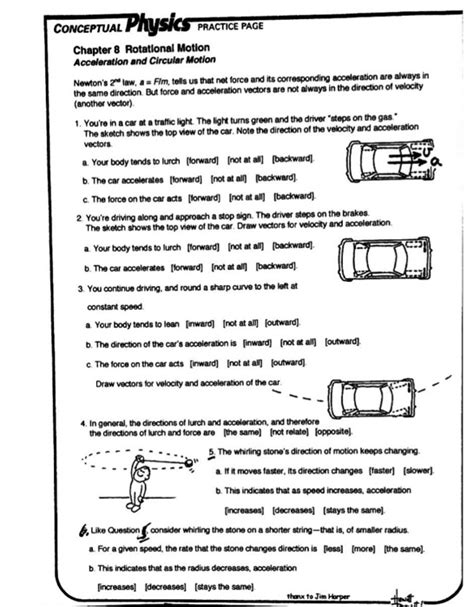 Practice Page Rotational Motion Conceptual Physics Answers