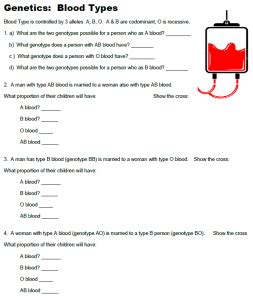 Practice Problems and Blood Types