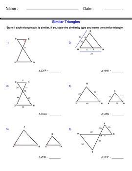 Practice Similar Triangles Worksheet
