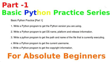 Practice python. Check your Python learning progress and take your skills to the next level with Real Python’s interactive quizzes. We created these online Python quizzes as a fun way for you to check your learning progress and to test your skills. Each quiz takes you through a series of questions. Some of them are multiple choice, some will ask you to type ... 