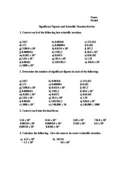 Practice sig figs and sci notation