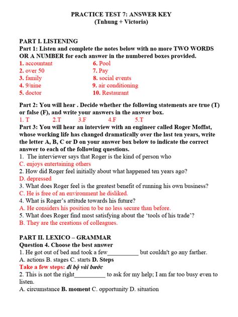 Practice test 7 answer.  Meaning, pronunciation, picture, example sentences, ...