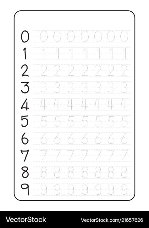 Practice writing numbers on a4 worksheet Vector Image