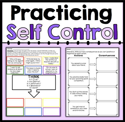 Practicing Self Control Worksheets Samples